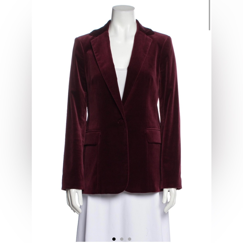 Frame Denim, Burgundy / Red Velvet Tuxedo Blazer 4